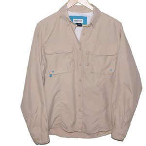 Magellan Shirt Mens Medium Beige Outdoors Laguna Madre Button Front Ventilated